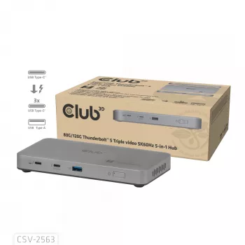 CLUB3D CSV-2563 5-1 Thunderbolt™ 5 hub triple video 5K60Hz Thunderbolt™ Share gecertificeerd 180 W
