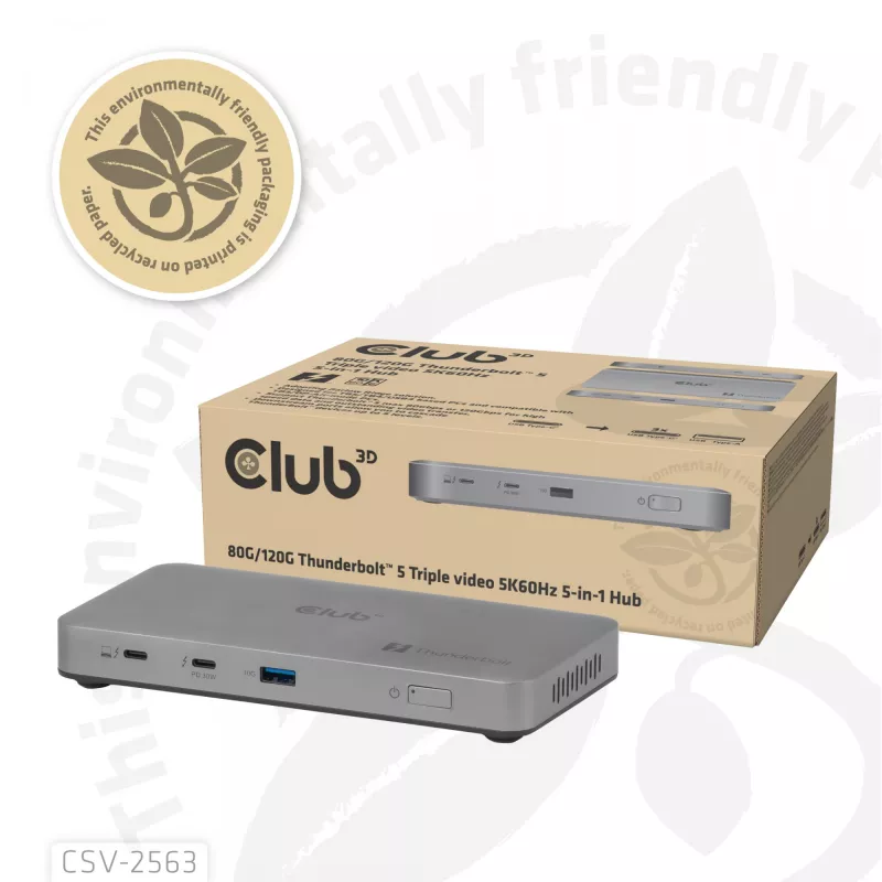 CLUB3D CSV-2563 5-1 Thunderbolt™ 5 hub triple video 5K60Hz Thunderbolt™ Share gecertificeerd 180 W
