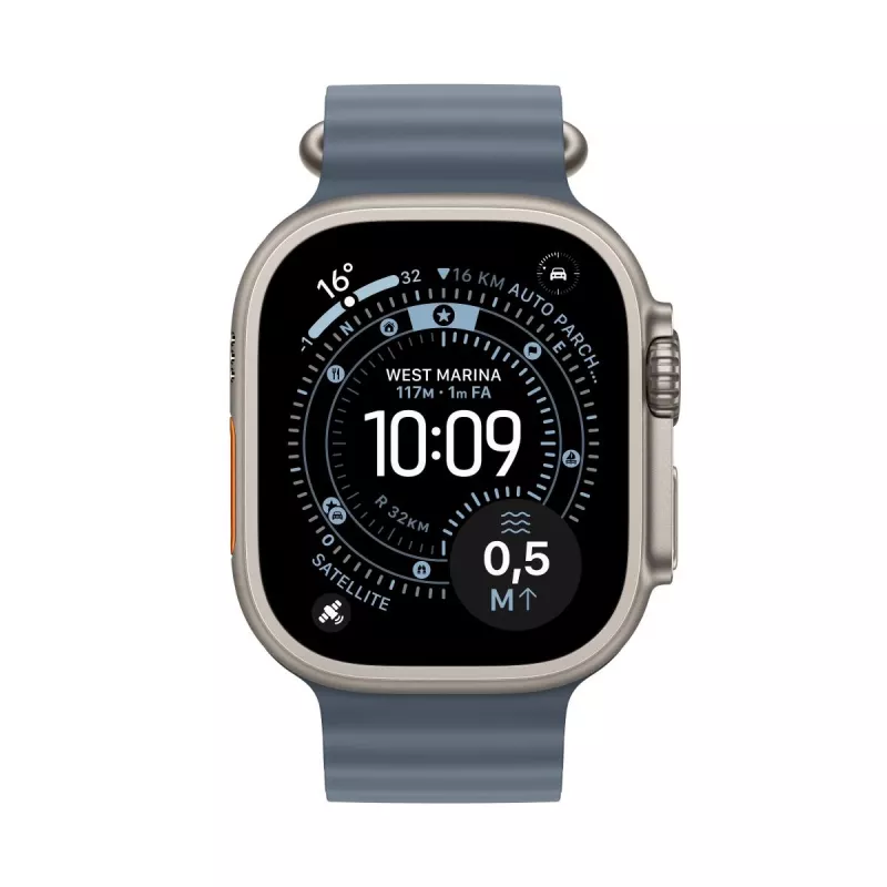 APPLE Watch Ultra 3 (2025) LTE 49mm titanium behuizing met Ocean Band - blauw