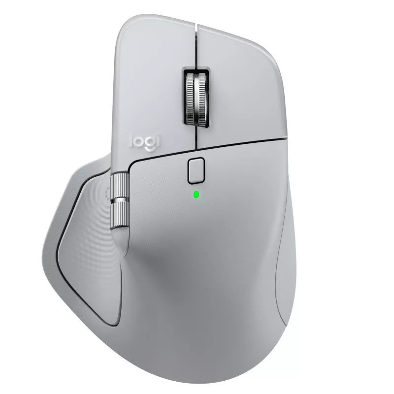 Logitech muis MX Master 4 — rechtshandig, laser 8000 DPI, RF draadloos + Bluetooth, 8 knoppen, grijs