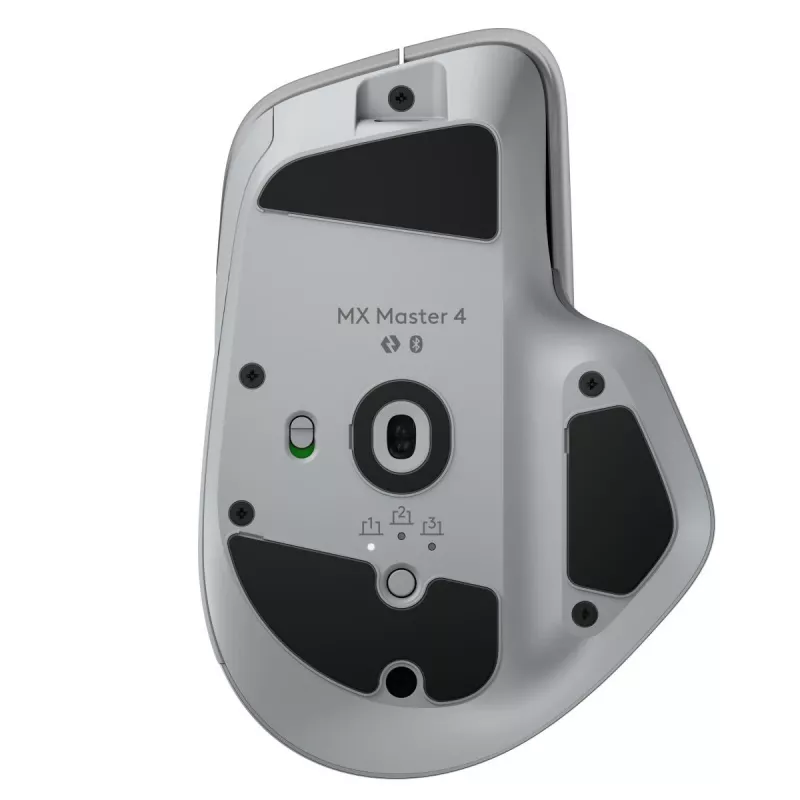 Logitech muis MX Master 4 — rechtshandig, laser 8000 DPI, RF draadloos + Bluetooth, 8 knoppen, grijs