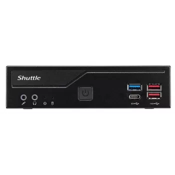 Shuttle slimme pc DH770, S1700, 2x HDMI, 2x DP, 2x 2.5G LAN, 2x COM, 8x USB, 1x 2,5 inch, 2x M.2, 24/7 continu gebruik, incl. VESA