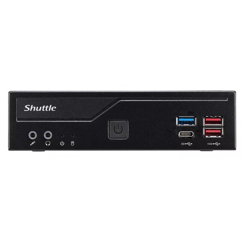 Shuttle slimme pc DH770, S1700, 2x HDMI, 2x DP, 2x 2.5G LAN, 2x COM, 8x USB, 1x 2,5 inch, 2x M.2, 24/7 continu gebruik, incl. VESA