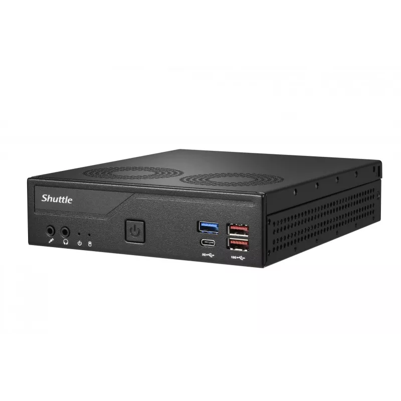 Shuttle slimme pc DH770, S1700, 2x HDMI, 2x DP, 2x 2.5G LAN, 2x COM, 8x USB, 1x 2,5 inch, 2x M.2, 24/7 continu gebruik, incl. VESA
