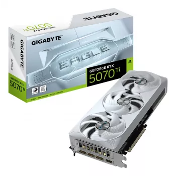 GIGABYTE GeForce RTX 5070 Ti EAGLE OC ICE SFF 16G videokaart - 16 GB GDDR7, 256 Bit, PCI-E 5.0, 2542 MHz kernklok, 3 x DP 2.1a, 1 x HDMI 2.1b, NVIDIA DLSS 4, GV-N507TEAGLEOC ICE-16GD