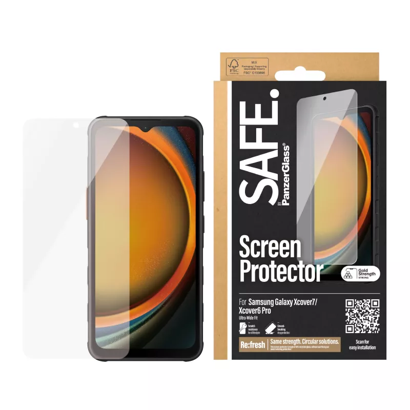 PanzerGlass SAFE. by ® screenprotector Samsung Galaxy Xcover7 | Xcover6 Pro | ultra-wide fit