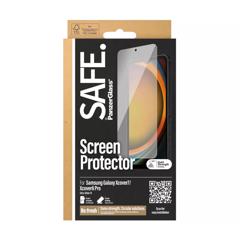 PanzerGlass SAFE. by ® screenprotector Samsung Galaxy Xcover7 | Xcover6 Pro | ultra-wide fit