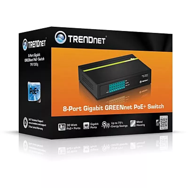 TRENDNET PoE+ switch 8-poorts Gigabit Greennet 8x GbE PoE+