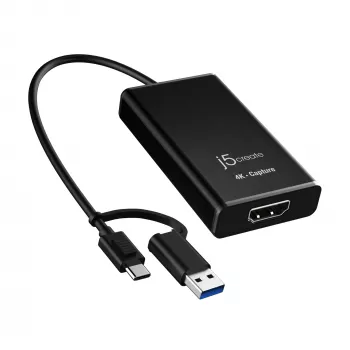 j5create JVA11-N 4K HDMI™ capture-adapter, zwart, USB 3.2 Gen 1 (3.1 Gen 1), 3840 x 2160 pixel, aluminium, 0,19 m, Taiwan