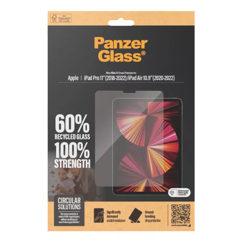 PanzerGlass® screenprotector iPad Pro 11'' (2018-2022) | iPad Air 10,9'' (2020, 2022) | Ultra-Wide Fit
