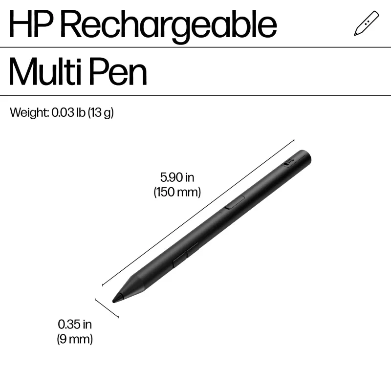 HP 705 Oplaadbare Multi-Pen, Laptop, HP, Zwart, Geïntegreerd, Lithium-ion (Li-Ion), China
