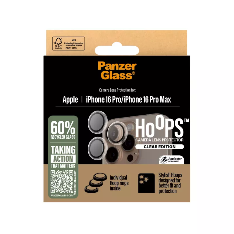 PanzerGlass ® Hoops® Cameralensbescherming Transparant iPhone 16 Pro | 16 Pro Max