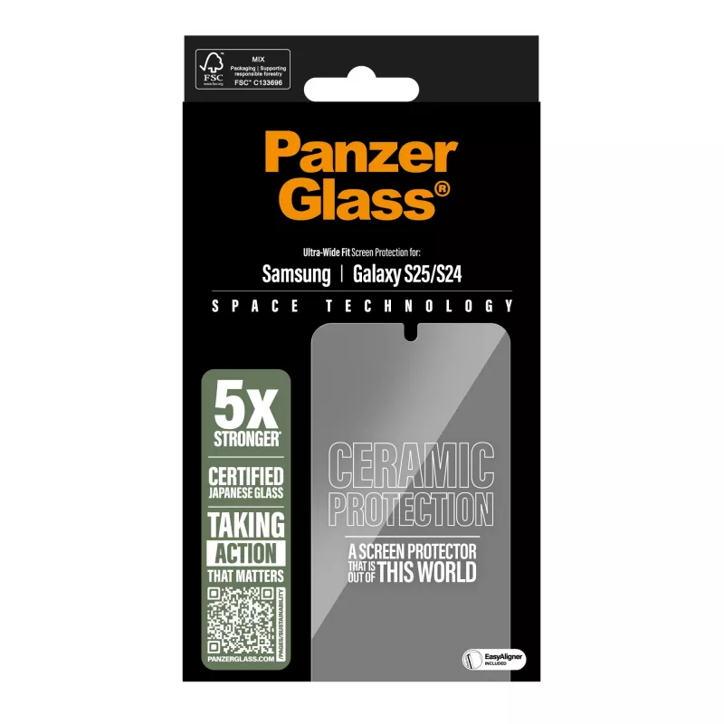 PanzerGlass ® Keramische displaybescherming Samsung Galaxy S25 | S24 | Ultra-Wide Fit met EasyAligner