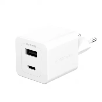 PanzerGlass empower™ by ® Turbo 35W oplader incl. USB-C + USB-A | EU-stekker | Silver White