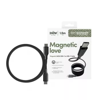 PanzerGlass empower™ by ® Magnetic 240W USB-C naar USB-C kabel | USB 2.0 | 1,5 m | Space Black