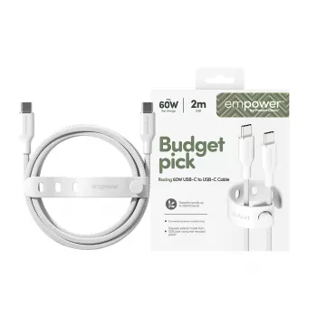 PanzerGlass empower™ by ® Racing 60W USB-C-naar-USB-C-kabel | USB 2.0 | 2 m | Zilverwit
