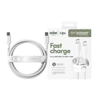 PanzerGlass empower™ by ® Racing 240W USB-C-naar-USB-C-kabel | USB 2.0 | 1,2 m | Zilverwit