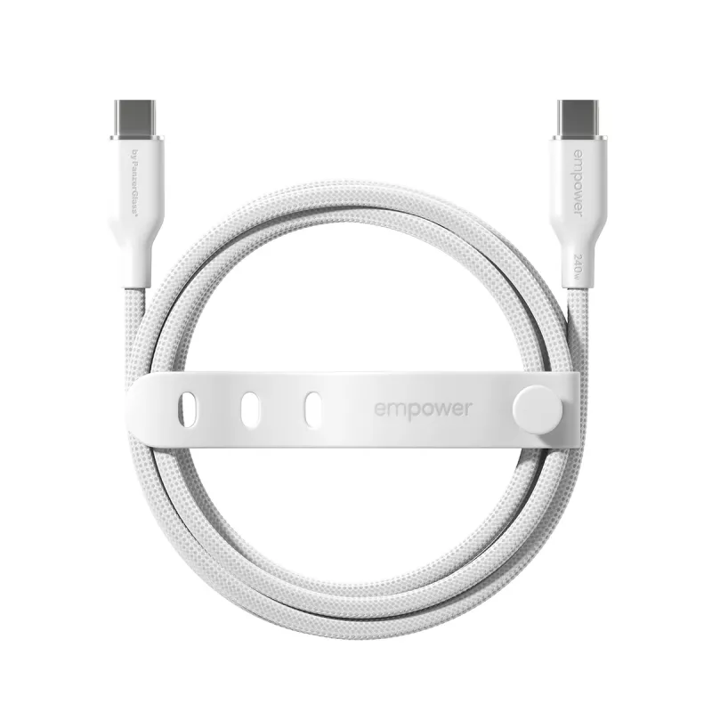 PanzerGlass empower™ by ® Racing 240W USB-C-naar-USB-C-kabel | USB 2.0 | 1,2 m | Zilverwit