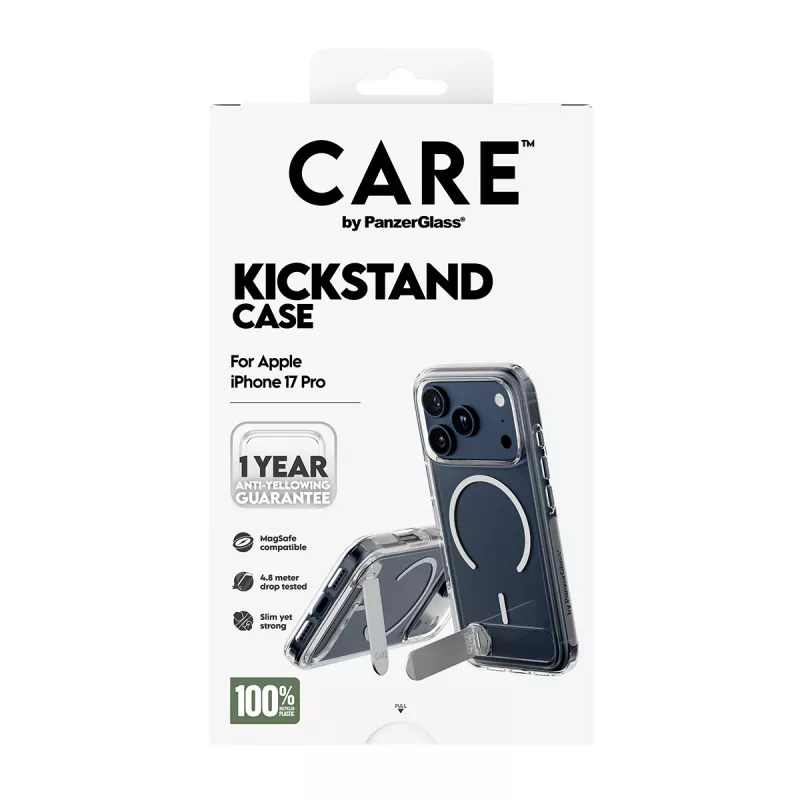 PanzerGlass CARE™ by ® hoesje transparant met standaard & MagSafe iPhone 17 Pro