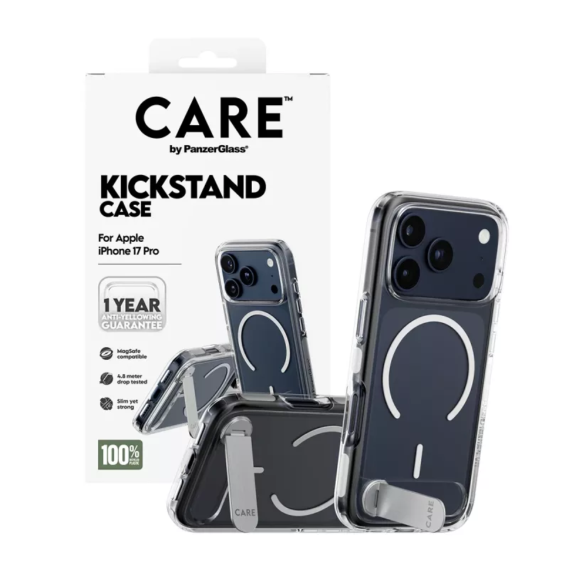 PanzerGlass CARE™ by ® hoesje transparant met standaard & MagSafe iPhone 17 Pro