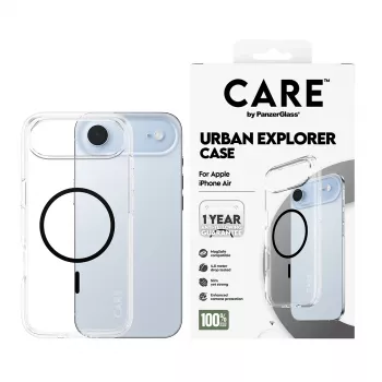 PanzerGlass CARE by Flagship Case hoesje voor iPhone Air, transparant Urban Explorer met zwarte MagSafe
