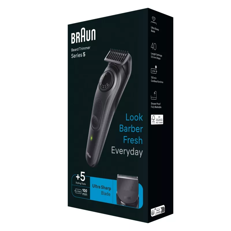 Braun BeardTrimmer 5 BT5430 baardtrimmer batterij 40 2 cm nat & droog zwart