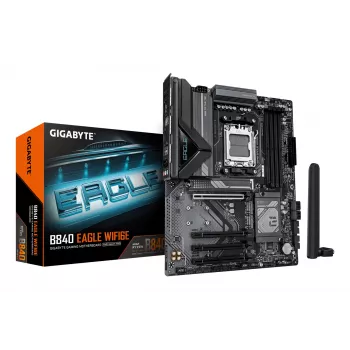 GIGABYTE B840 EAGLE WIFI6E moederbord - AMD Ryzen 9000 CPU's, 8+2+2 fasen VRM, tot 8200MHz DDR5(O.C), 2xPCIe 4.0 + 1xPCIe 3.0 M.2, Wi-Fi 6E, 2.5GbE LAN, USB 3.2 Gen 2