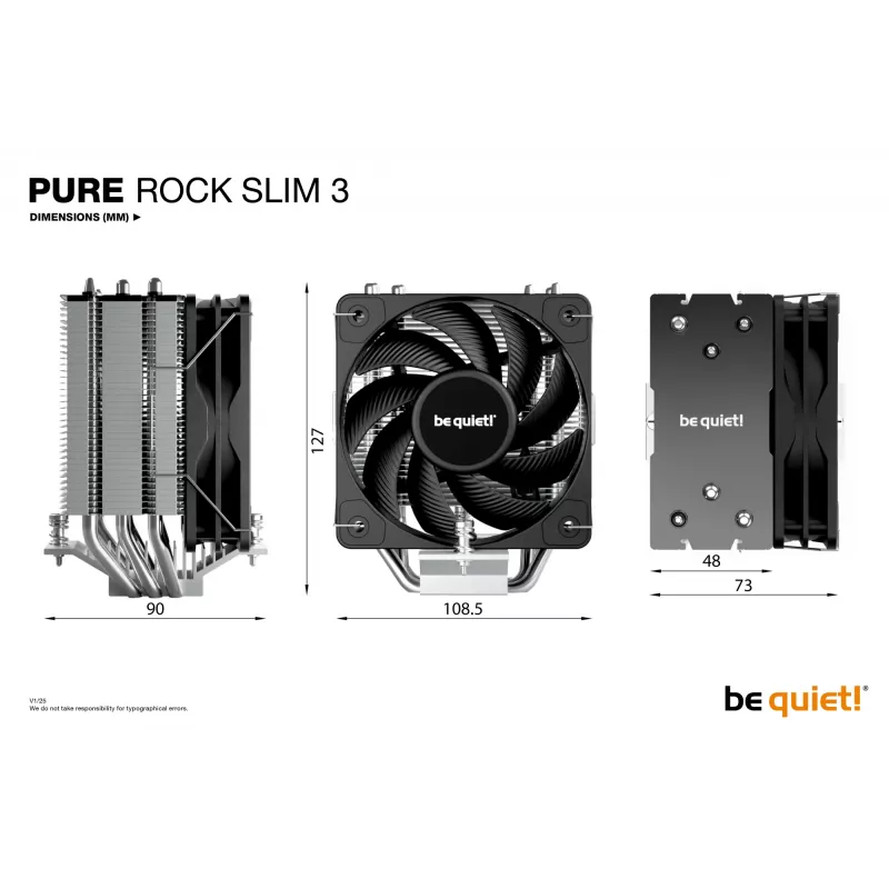 be quiet Pure Rock slim 3 processor luchtkoeler 10 cm zilver 1 stuk