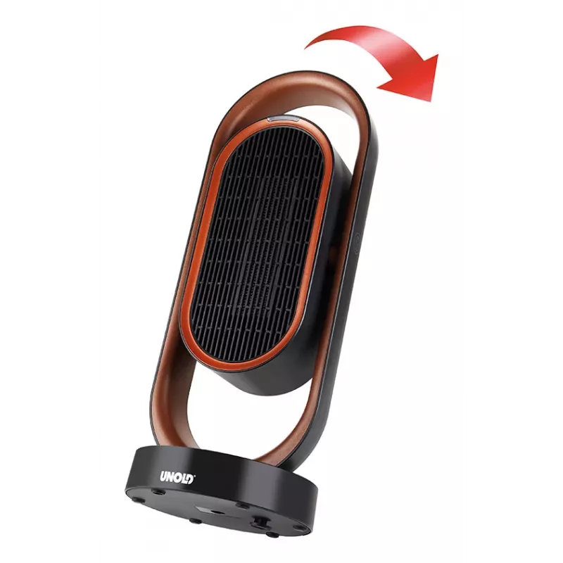 Unold 86535 keramische ventilatorkachel 3D, 1800 W, afstandsbediening, 80° oscillatie, 45° kantelhoek, timer 8 u, zwart/koper