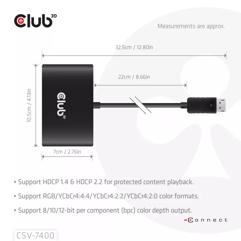 CLUB3D Quad DisplayPort™-hub – 4 x 4K-resolutie @ 30Hz, MST-ondersteuning