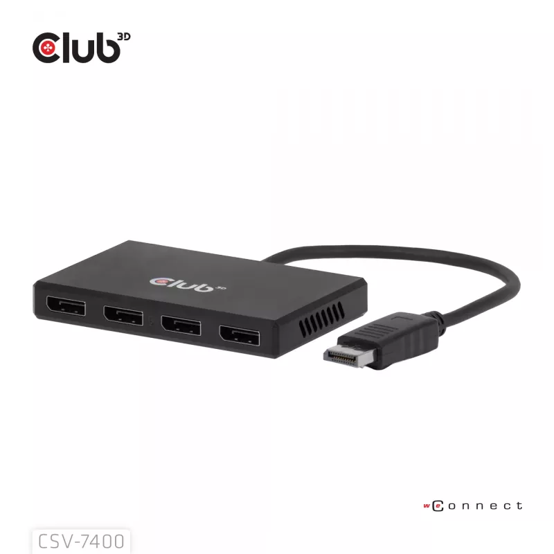 CLUB3D Quad DisplayPort™-hub – 4 x 4K-resolutie @ 30Hz, MST-ondersteuning