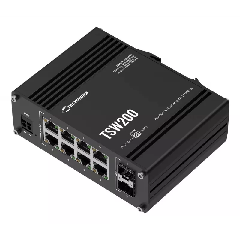 TELTONIKA TSW200 industriële unmanaged PoE+ gigabit Ethernet-switch