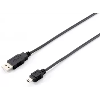 Equip USB 2.0 Type-A naar Mini-B kabel, 1.8m, 1,8 m, USB A, Mini-USB B, USB 2.0, male/male, zwart