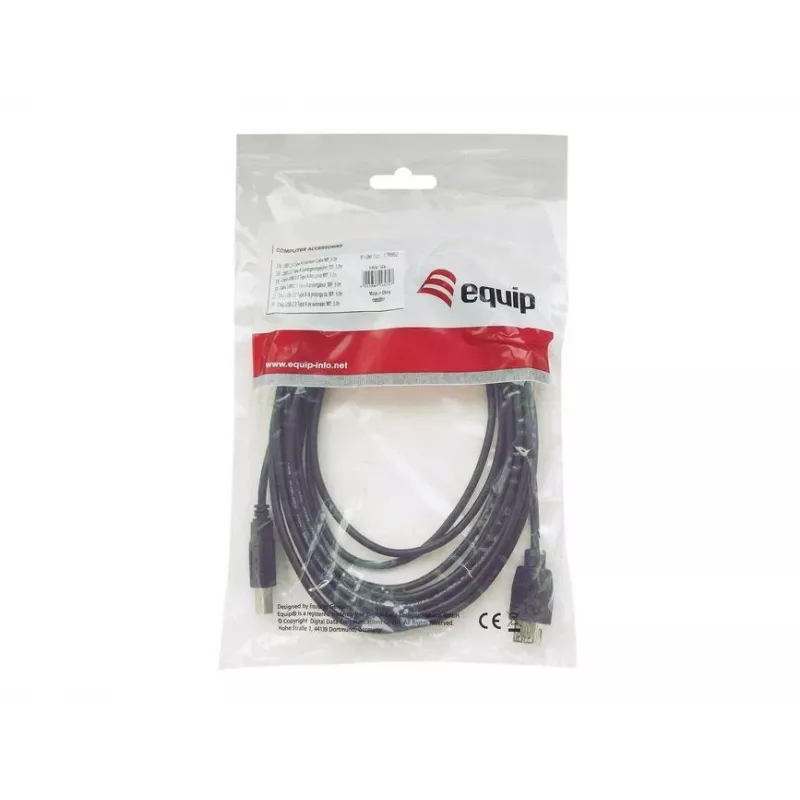 Equip USB 2.0 Type-A naar Type-B kabel, 2,0 m, zwart