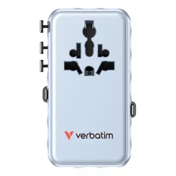 Verbatim Charge 'n' Travel 70W 2C uitschuifbare universele reisadapter blauw