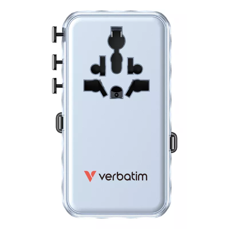 Verbatim Charge 'n' Travel 70W 2C uitschuifbare universele reisadapter blauw