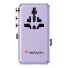 Verbatim Charge 'n' Travel 70W 2C uitschuifbare universele reisadapter paars