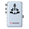 Verbatim Charge 'n' Travel 100W universele reisadapter met uitschuifbare kabel blauw