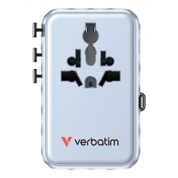 Verbatim Charge 'n' Travel 100W universele reisadapter met uitschuifbare kabel blauw