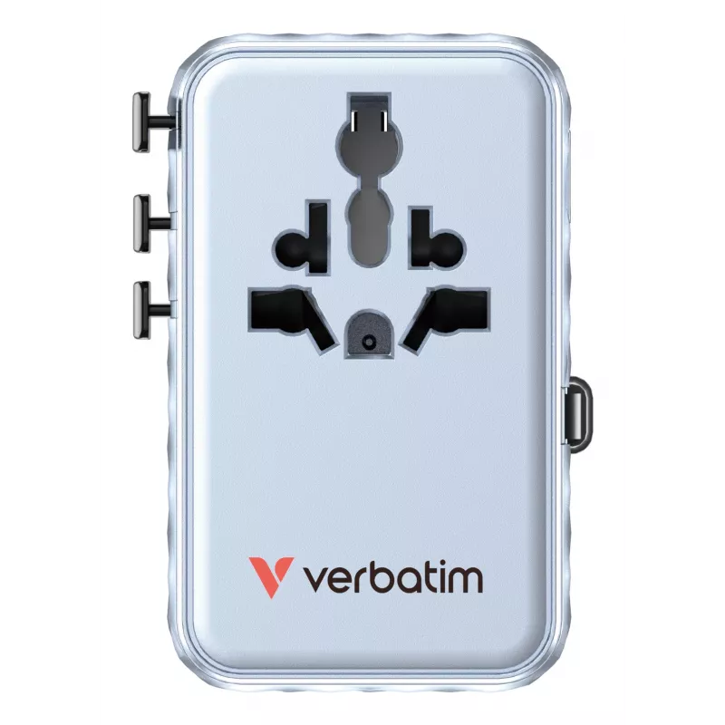 Verbatim Charge 'n' Travel 100W universele reisadapter met uitschuifbare kabel blauw