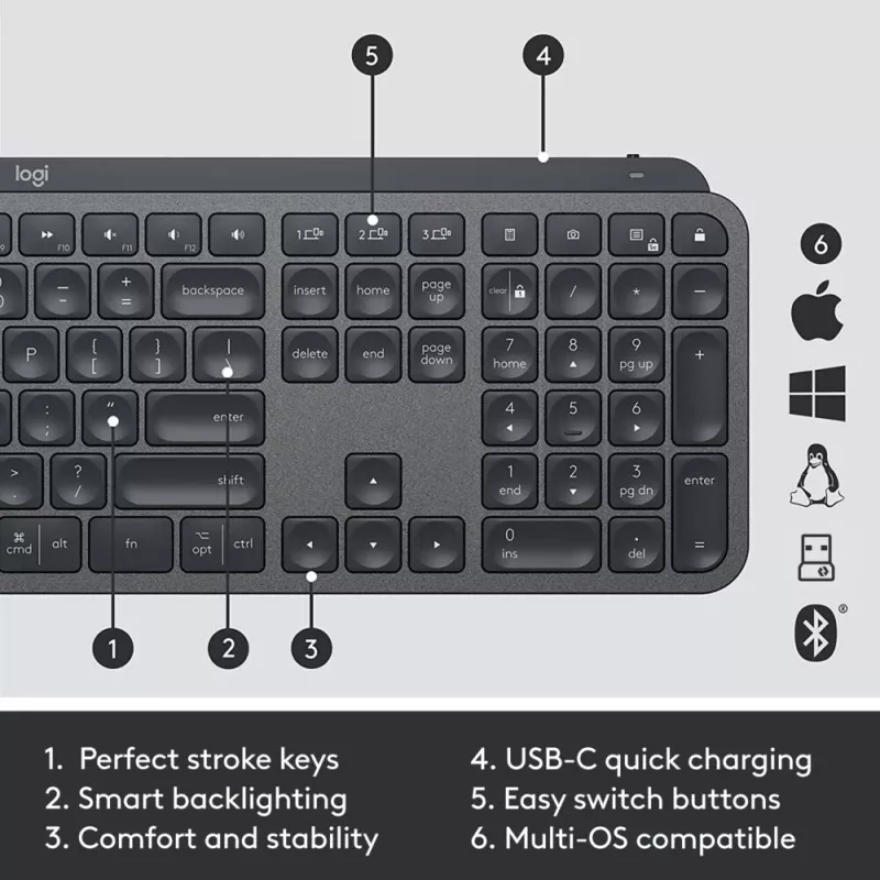 LOGITECH MX Keys Combo For Business Gen 2 - Graphite - Qwertz - Duits