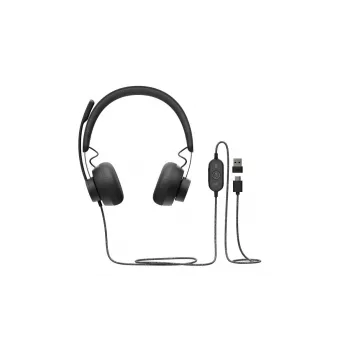 LOGITECH Zone Wired - USB-C / USB-A - headset - MSFT Teams Zone - zwart