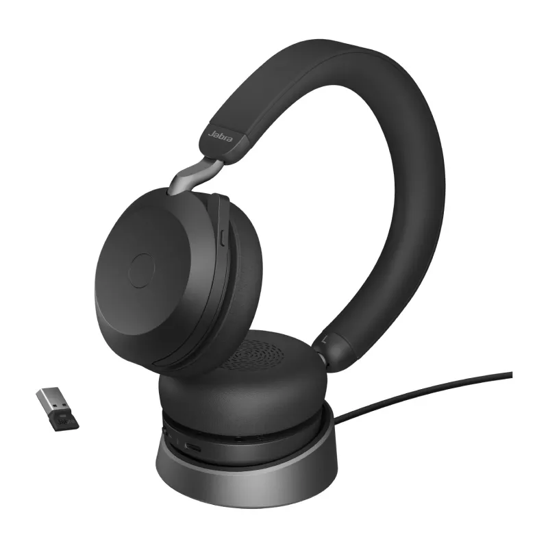 Headset Jabra Evolve2 75 USB-A UC met tafelstandaard zwart