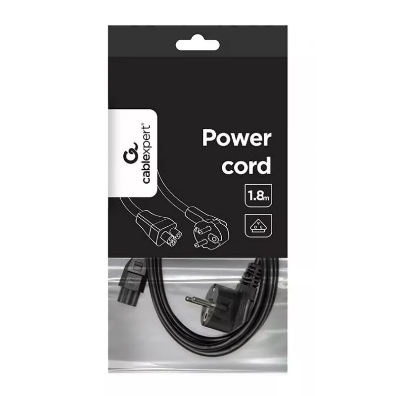 Gembird PC-186-ML12 stroomkabel, CEE 7/7 naar C5, 1,8 m, VDE, zwart