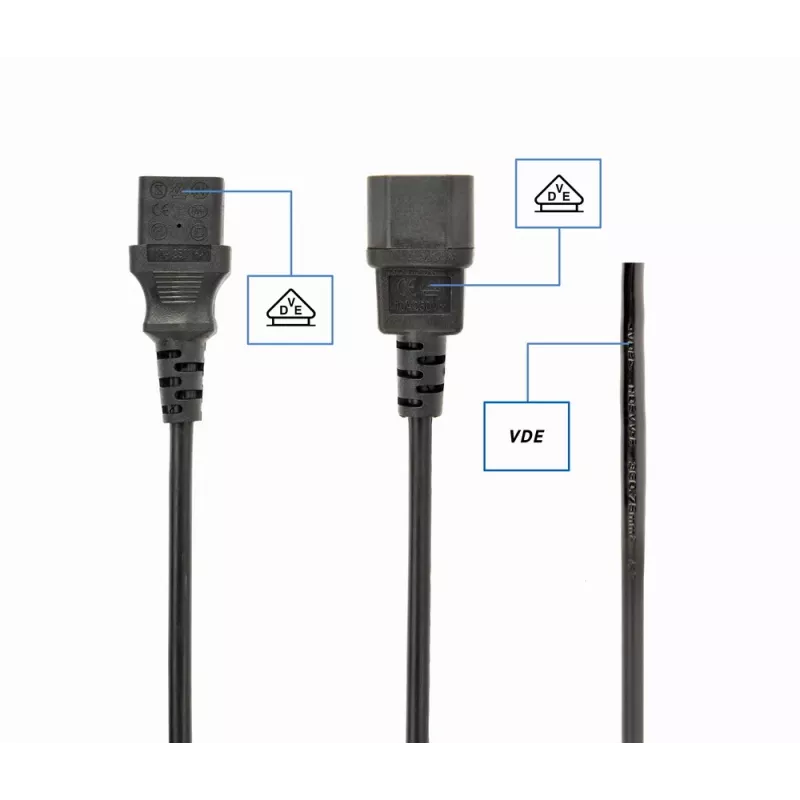 Gembird PC-186-VDE stroomkabel, CEE 7/7 naar C13, VDE, 1,8 m, zwart