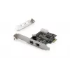 DIGITUS IEEE 1394b interfacekaart, PCIe 3 poorts, 2x9-polig extern + 1x9-polig intern