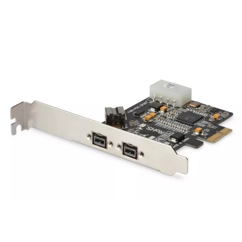 DIGITUS IEEE 1394b interfacekaart, PCIe 3 poorts, 2x9-polig extern + 1x9-polig intern
