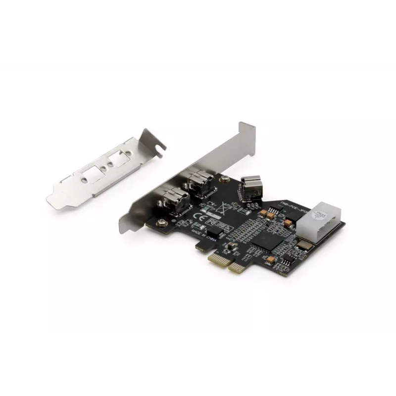 DIGITUS IEEE 1394b interfacekaart, PCIe 3 poorts, 2x9-polig extern + 1x9-polig intern