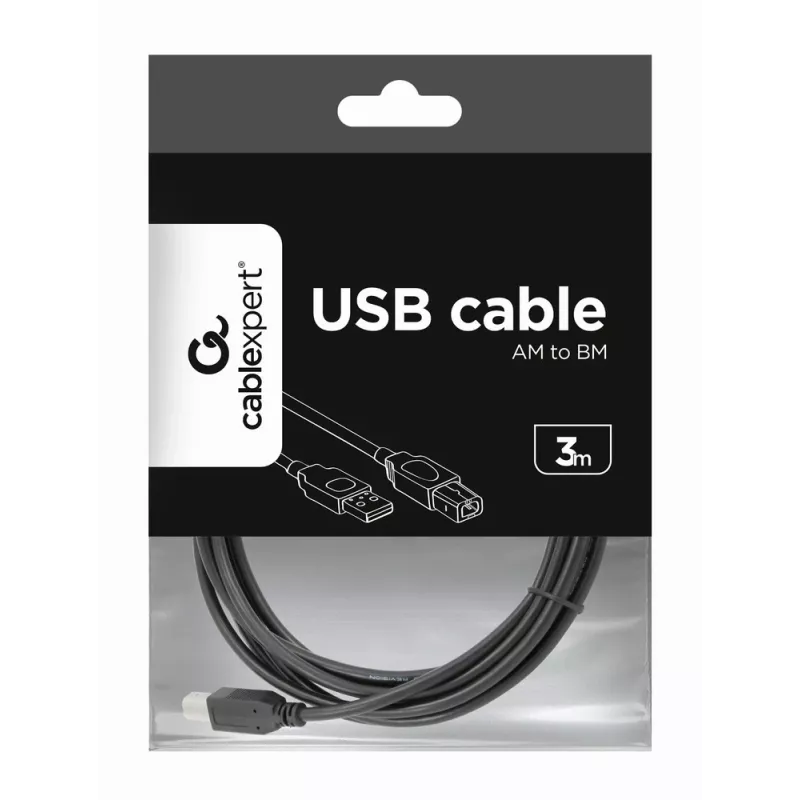 GEMBIRD USB 2.0 A-stekker / B-stekker kabel 3 m (10 ft) – zwart / bulkverpakking (ccp-USB2-ambm-10)