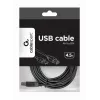 USB-kabel, Gembird 4,5 m USB 2.0 A/B M, zwart, stekker/stekker